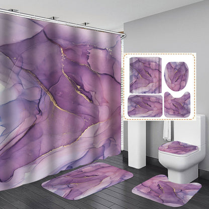 3D Art Geometric Shower Curtains in the Bathroom Waterproof Bath Curtain with Hook Sets Flannel Bath Mat Rugs Carpet Home Decor