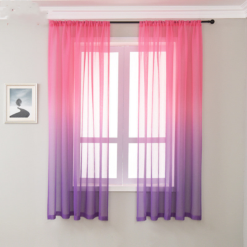 Blue Purple Gradient Sheer Curtains For Living Room