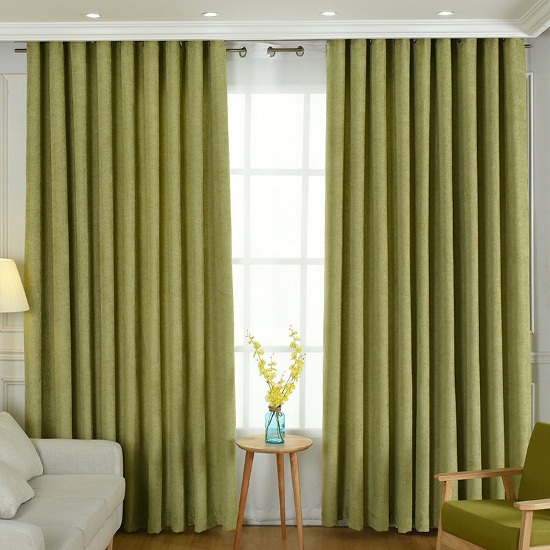 Factory direct stitching simple solid chenille curtain high shading curtain finished living room bedroom curtains