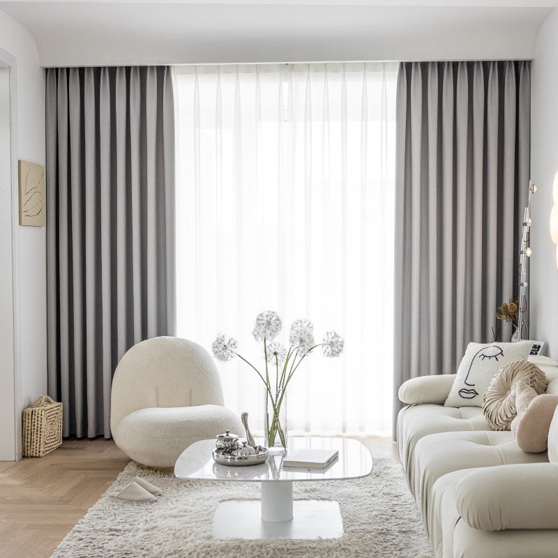 Living Room Bedroom Wheat Grain Solid Color Curtains